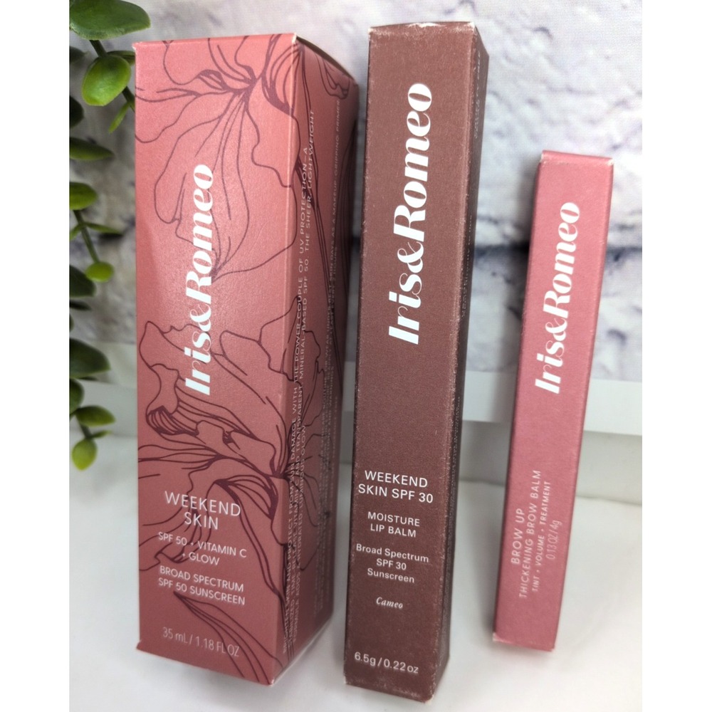 NIB 3🥰IRIS&ROMEO Brow Up Thickening Balm Weekend Skin Universal Glow Lip Cameo